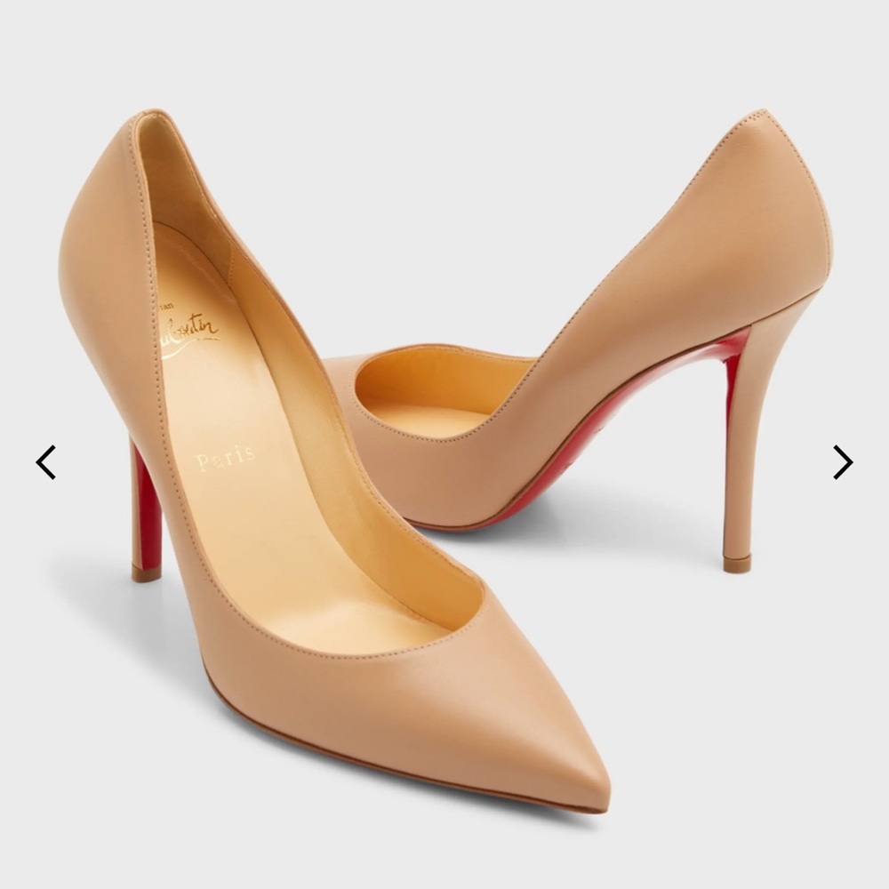 Christian Louboutin Nude Heels with Signature Red Sole 100 Apostrophe